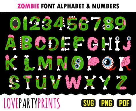 Zombie Font Svg Png Pdf Full Alphabet And Numbers Zombie Etsy Uk In