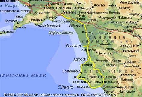 Große, etwas unhandliche und zweiseitige karte des gesamten cilento; Salerno Map