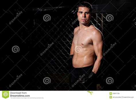 Strong Muscular Mixed Martial Arts Fighter Stock
