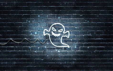 3840x2160px 4k Free Download Creepy Ghost Neon Icon Gray Background
