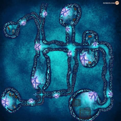Ice Crystal Cave Modular Tiles Domilles Wondrous Works On Patreon Dungeon Maps Crystal