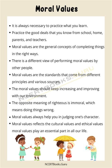 10 Lines On Moral Values For Students And Children In English Ncert Books