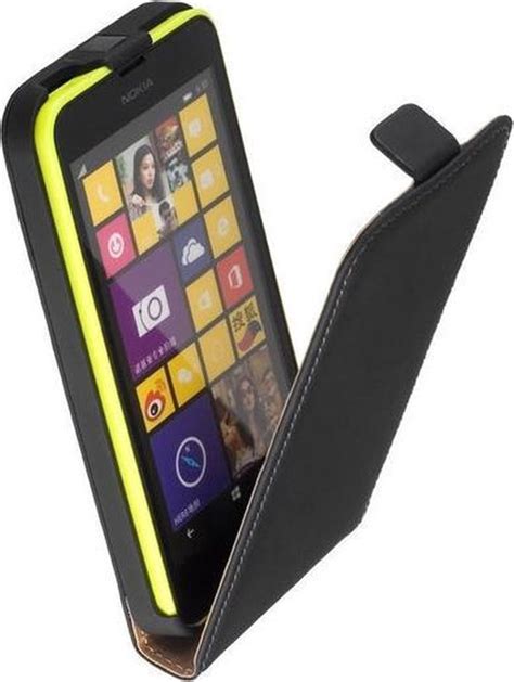 Nokia Lumia 630 Leder Flip Case Hoesje Zwart