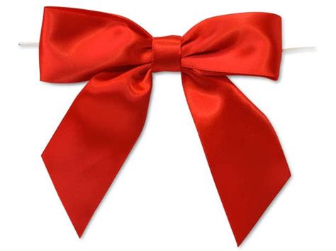 5 Red Pre Tied Satin T Bows With Twist Ties 12 Pack T Bows