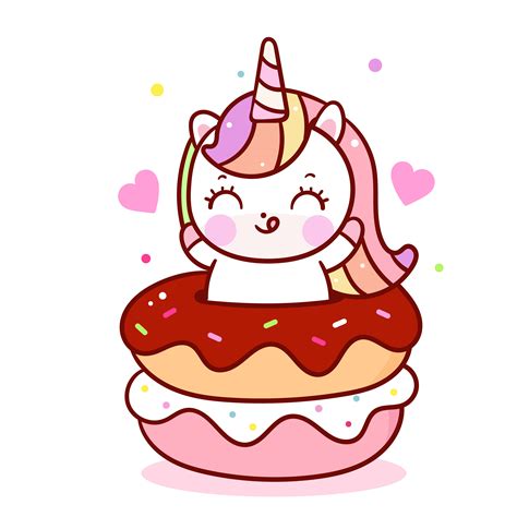 Cute Unicorn Donut Dulce Cupcake Cartoon Muffin De Comida Kawaii