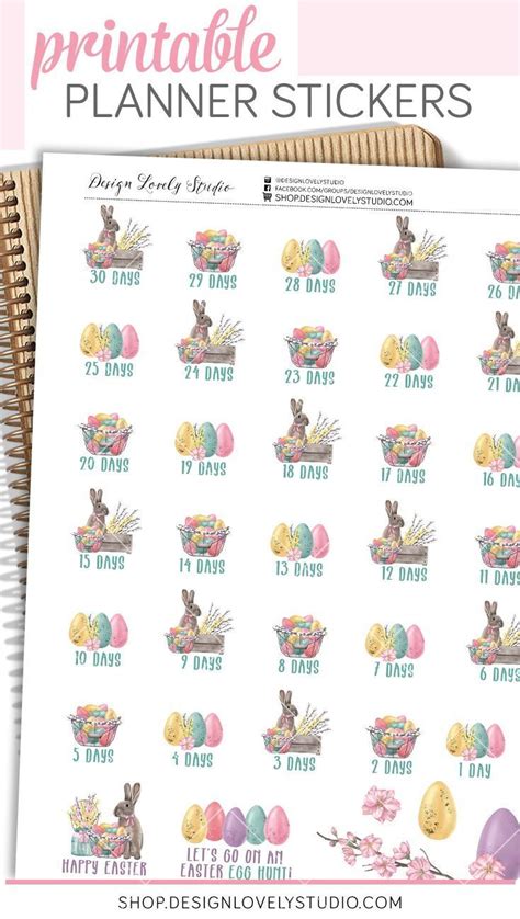 Printable Easter Countdown Stickers Easter Planner Countdown Etsy