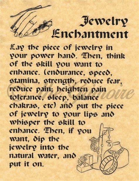 Jewelry Enchantment Printable Spell Page Witches Of The Craft