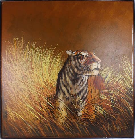 Sold Price R Delongprie Tiger In The Grass Oil Painting June