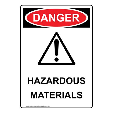 Osha Danger Hazardous Materials Sign Ode 3550 Hazardous Material