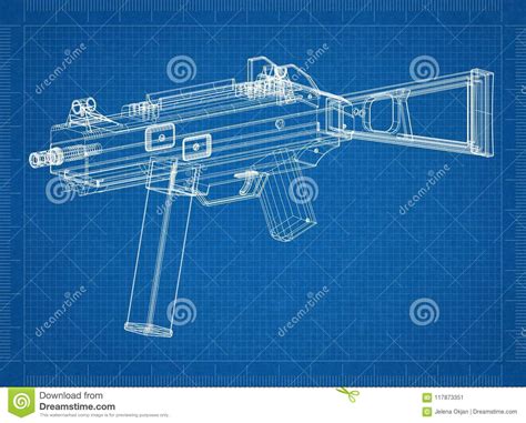 Rifle Architect Blueprint Stock Illustration Illustration Of