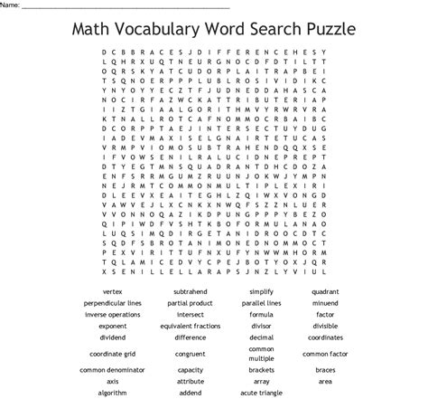 5th Grade Math Word Search Printable Word Search Printable