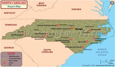North Carolina Airports Map Airports In North Carolina Airports In Nc