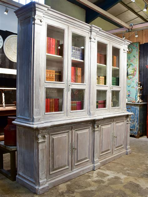 Large French Bookcase With Glass Doors Chez Pluie