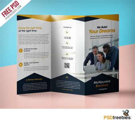 Professional Corporate Tri Fold Brochure Free Psd Template Download Psd