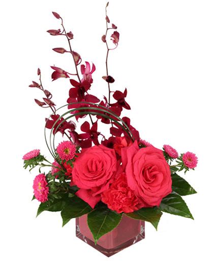 Rosy Orchids And Asters Flower Arrangement In Bakersfield Ca Cherry Blossom Bouquets