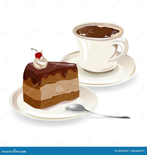 Piece Of Cake On Saucer Vector Drawing 75522211