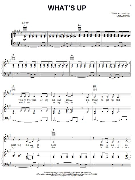 4 Non Blondes Whats Up Sheet Music Notes Download Printable Pdf Score 177324