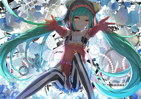 Aliasing Aqua Hair Bow Choker Elbow Gloves Gloves Hat Hatsune Miku Long