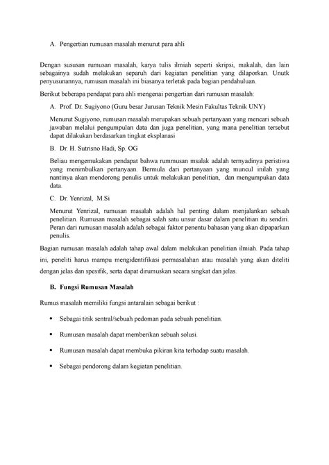 Pengertian rumusan masalah menurut para ahli-edited - A. Pengertian