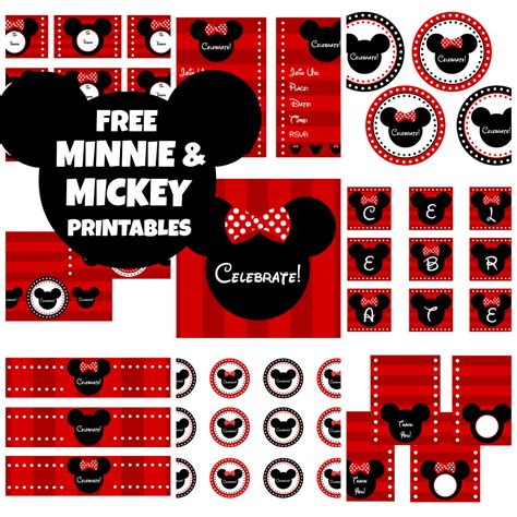 Mickey Mouse Birthday Party Printables With Name Tags And Stickers On
