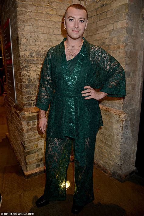 Sam Smith Goes Glam In A Lacy Sheer Kimono With Matching Trousers At