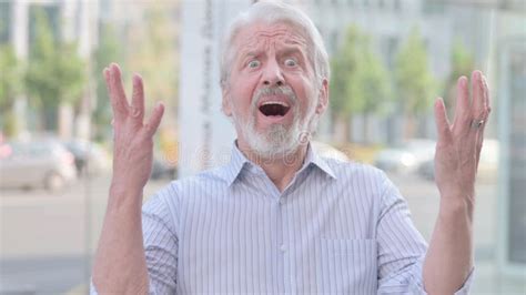 Portrait Of Angry Old Man Screaming Outdoor Stock Image Image Of