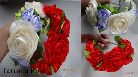 Ободок с Нежными Розами из Лентыrim With Delicate Roses From Ribbon