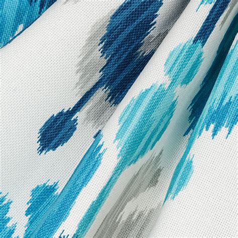 Blue And Aqua Ikat Outdoor Fabric Modern Outdoor Fabric By Loom Decor