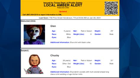 I originally purchased the amber alert gps device because i was taking my son on vacation to california. Officials accidentally issue AMBER Alert featuring Chucky from 'Child's Play': Reports - Crime ...