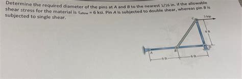 Solved Determine The Required Diameter Of The Pins At A And