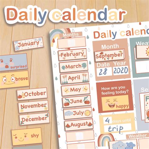 Daily Calendar For Kids Boho Montessori Materials Printable Etsy