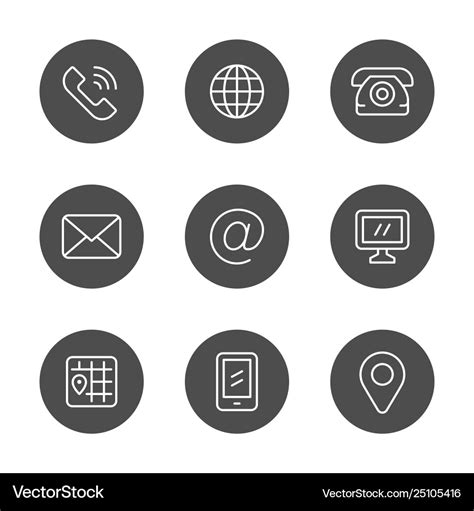 Set Round Icons Contact Us Royalty Free Vector Image