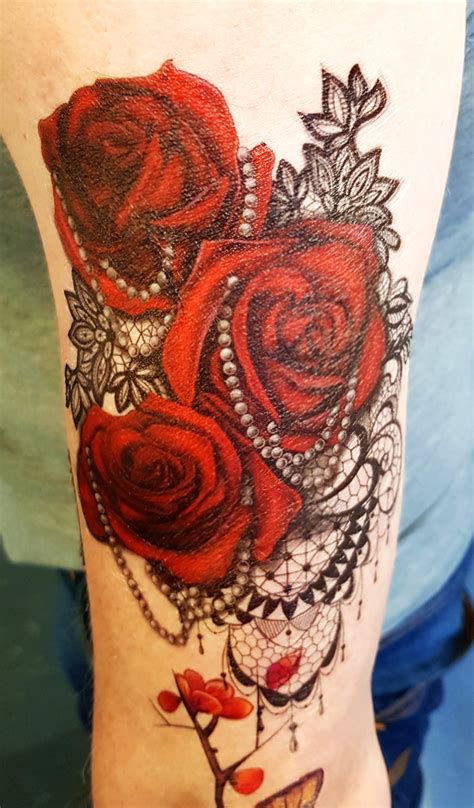 Elegant Roses And Lace Tattoo Inkwear