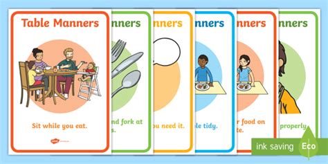 Table Manners Rules Display Posters Sen Teacher Made