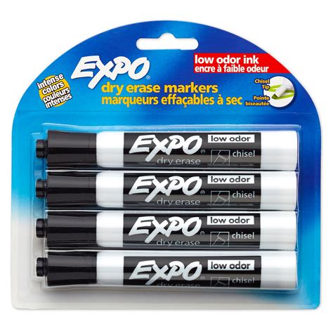 Expo Low Odor Dry Erase Markers Chisel Tip Black 4 Count Walmart