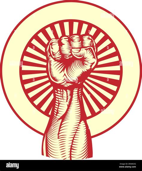Soviet Cold War Propaganda Poster Style Revolution Fist Raised In The