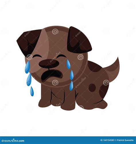 Brown Sad Dog Crying Vector Illustration On A Stock Vector