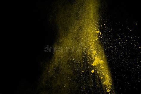 Gold Powder Particles Explosion Glitter Burst With Golden Textu Stock