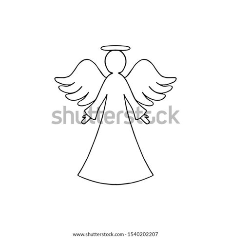 Vector Illustration Black Angel Outline Wings Stock Vector Royalty