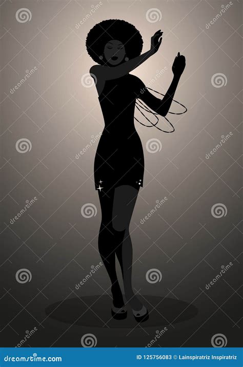 Silhouette Of Dancer And Soul Singer In The Style Of The Sixties Stock