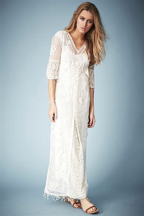 Lyst Topshop Crochet Lace Maxi Dress By Kate Moss For In Natural