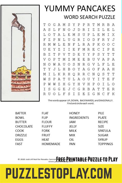 Pancakes Word Search Puzzle Word Puzzles For Kids Word Find Kids