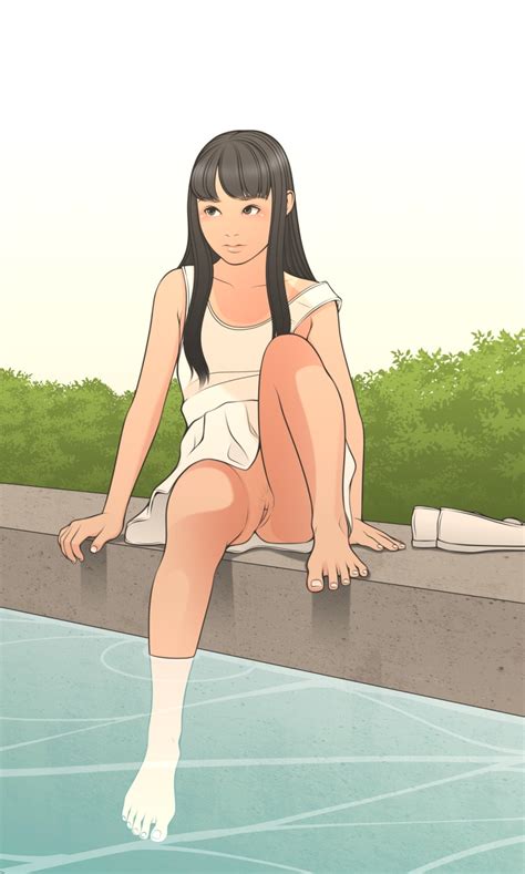 Shinchou Ni Kansuru Kousatsu Highres 1girl Barefoot Black Hair Blush Cleft Of Venus