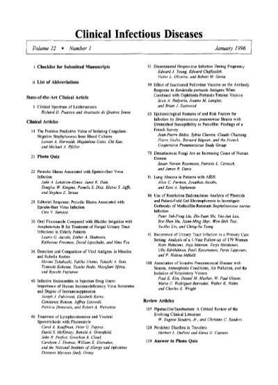 Table Of Contents Pdf Clinical Infectious Diseases