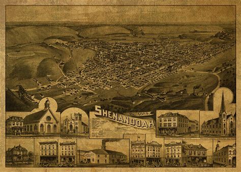 Shenandoah Pennsylvania Vintage City Street Map 1889 Mixed Media By
