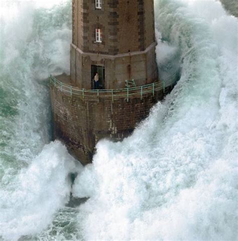 A Man Caught Outside Of A Lighthouse During A Huge Storm I Like To