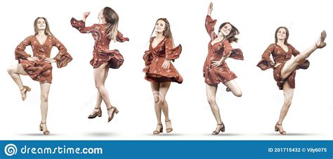 A Dancer In A Fluttering Dress Performs Elements Of Russian Folk Dance