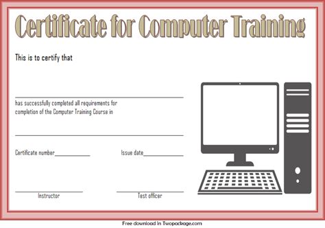 10 New Computer Training Certificate Templates Free Certificate