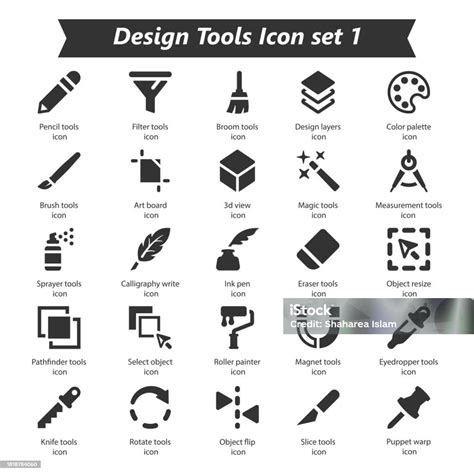 Design Tools Icon Set 1 Stock Illustration Download Image Now Art