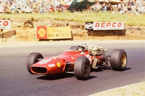 Chris Amon In His Ferrari 312 At The South African Grand Prix 1968